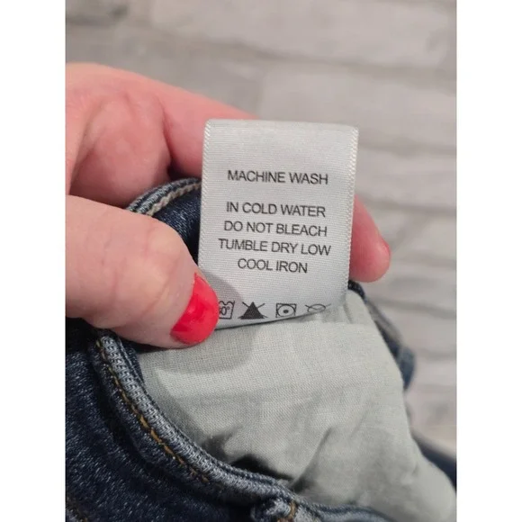 Judy Blue Jeans 13/31 Blue Dark High Rise Wide Leg Button Fly Denim Frayed Hem - Picture 3 of 13